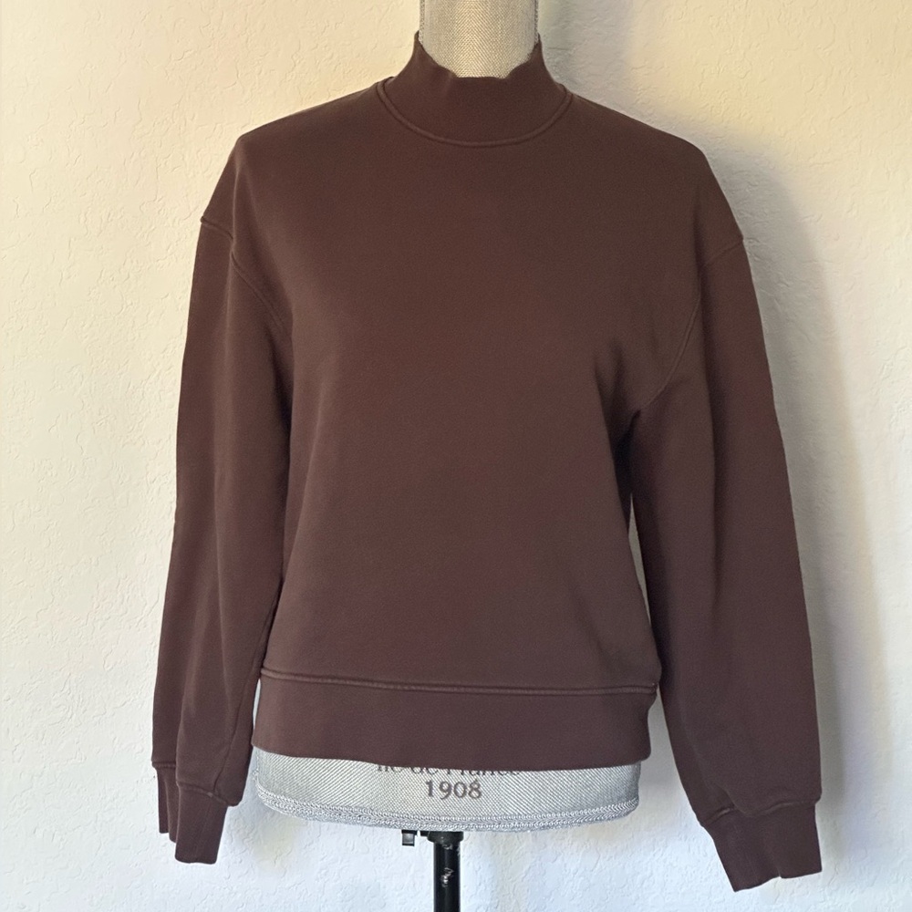 & Other Stories 100% cotton brown mockneck sweatshirt women’s size small
